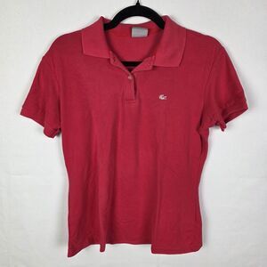 Lacoste Polo Shirt Woman Cotton Size 44 Red Casual Vintage Cotton Logo Crocodile